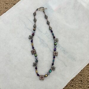 Elegant Silver and Multicolor Beaded Necklace